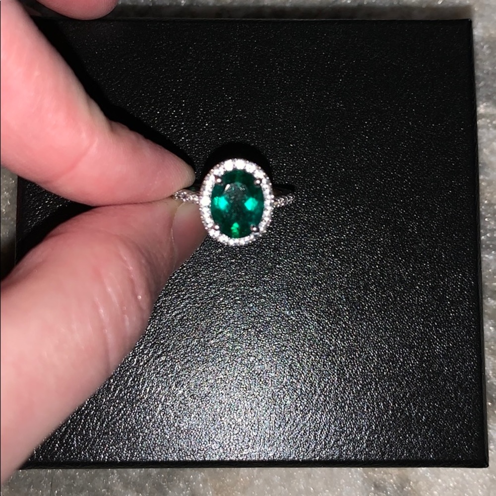 Emerald Ring 10K White Gold